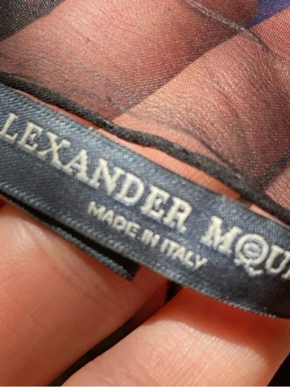Alexander McQueen silk scarf.
